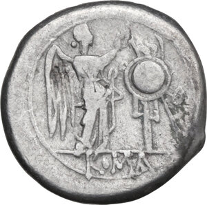 reverse: Anonymous. AR Victoriatus, uncertain Campanian mint, 213-212 BC