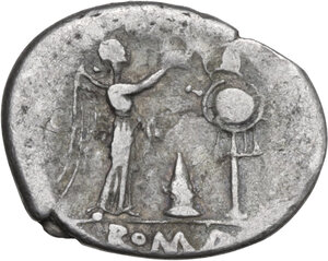 reverse: Meta series. AR Victoriatus, Capua, 204 BC