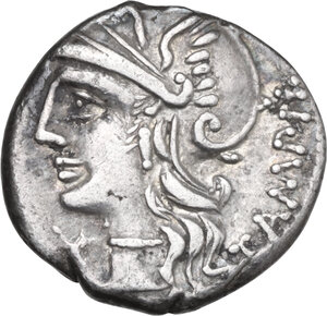 obverse: M. Baebius Q. f. Tampilus. AR Denarius, 137 BC