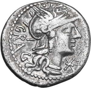 obverse: L. Antestius Gragulus. AR Denarius, 136 BC