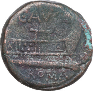 reverse: C. Minucius Augurinus. AE Semis, 135 BC