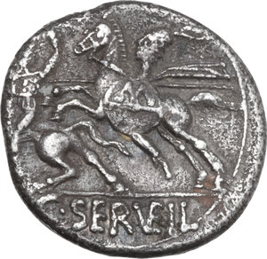 reverse: C. Servilius Vatia. AR Denarius, 127 BC