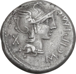 obverse: M. Cipius M.f. AR Denarius, 115 or 114 BC