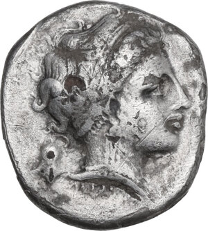 obverse: Central and Southern Campania, Neapolis. Fourrée Nomos, c. 300-280 BC