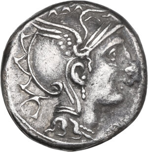 obverse: Appius Claudius Pulcher, T. Manlius Mancinus and Q. Urbinius. AR Denarius, 111 or 110 BC