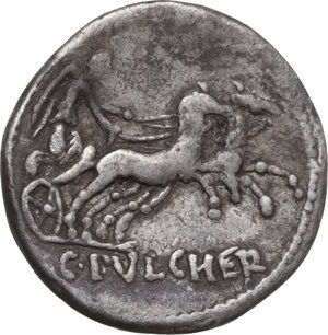 reverse: C. Claudius Pulcher. AR Denarius, 110 or 109 BC