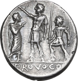 reverse: P. Laeca. AR Denarius, 110 or 109 BC