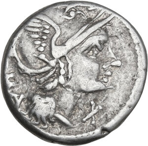 obverse: L. Flaminius Chilo. AR Denarius, 109 or 108 BC