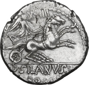 reverse: D. Junius Silanus L.f. AR Denarius, 91 BC