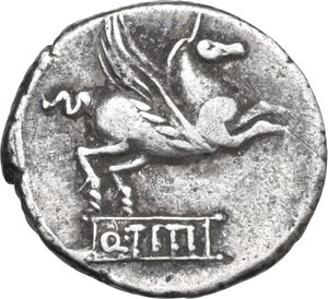 reverse: Q. Titius. AR Denarius, 90 BC