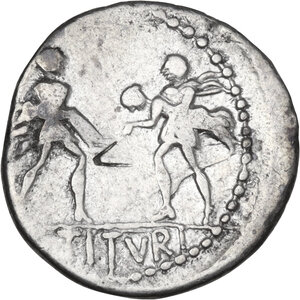 reverse: L. Titurius L.f. Sabinus. AR Denarius, Rome mint, 89 BC