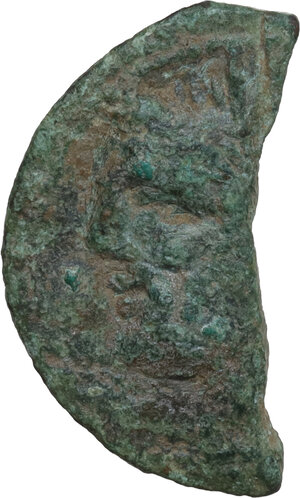 obverse: L. Titurius L.f. Sabinus. AE halved As, 89 BC