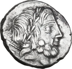 obverse: L. Rubrius Dossenus. AR Denarius, 87 BC