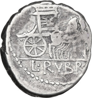 reverse: L. Rubrius Dossenus. AR Denarius, 87 BC