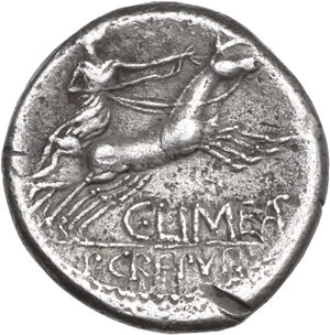 reverse: L. Censorinus, P. Crepusius and C. Limetanus. AR Denarius, 82 BC