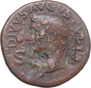 obverse: Divus Augustus (died 14 AD). AE Dupondius, Rome mint, struck under Claudius 41-50