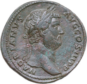 obverse: Hadrian (117-138). AE Sestertius, Rome mint, 136 AD