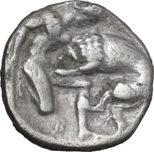 reverse: Southern Apulia, Tarentum. AR Diobol, K-series, 325-280 BC