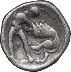 reverse: Southern Apulia, Tarentum. AR Diobol, c. 380-325 BC