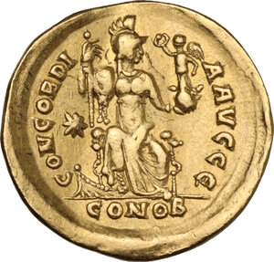 reverse: Theodosius II (402-450). AV Solidus, Constantinople mint, 397-402