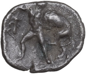 reverse: Southern Apulia, Tarentum. AR Diobol, c. 380-325 BC