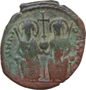 obverse: Justin II and Sophia (565-578). AE Follis, Theupolis (Antioch) mint, dated RY 8 (572-573)