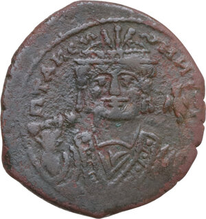 obverse: Tiberius II Constantine (578-582). AE Follis, Theupolis (Antioch) mint, dated RY 6 (579-580)