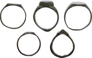 obverse: Lot of 5 (five) Byzantine/Medieval bronze rings