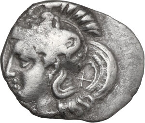 obverse: Southern Apulia, Tarentum. AR Diobol, 325-280 BC