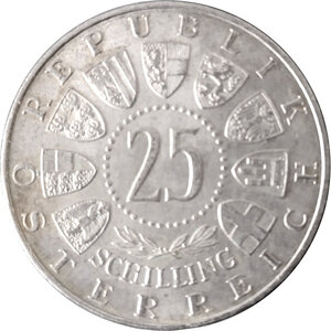 reverse: Austria. Second Republic (1945- ). AR 25 Shilling, 1956, Vienna mint. For the 200th brithday of Wolfgang Amadeus Mozart