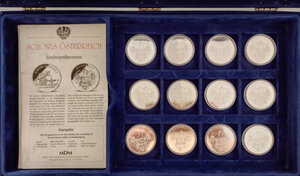 obverse: Austria. Second Republic (1945- ). Lot of twelve (12) commemorative AR medals of the series 