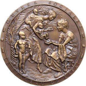 obverse: Belgian Congo. AE Medal, 1956. Société Internationale Forestière et Minière du Congo - Oeuvre sociale -Le Berceau du Kasai 1906-1956