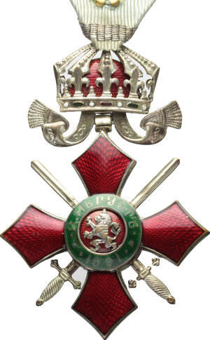 reverse: Bulgaria. Decoration of the Order of Military Merit (established on May 18, 1900), Knight of the 5th Class, with crown and ribbon