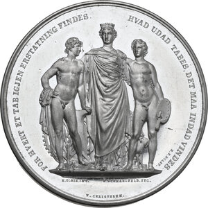 obverse: Denmark. White metal medal, Copenhagen 1872. For the Nordic Industry and Art Exhibition