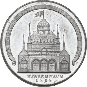 reverse: Denmark. White metal medal, Copenhagen, 1888. For the Nordic Industry, Agriculture and Art Exhibition