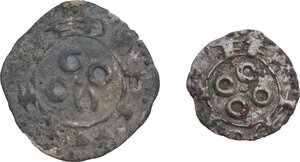 reverse: France. Bishops of Maguelonne. Lot of two (2) anonymous coins: obol and denier, c. 1100-1300, Narbonne mint