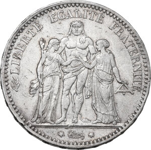 obverse: France. Third republic (1870-1940). AR 5 Francs, Paris mint, 1875 A