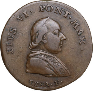 obverse: Germany. Pius VI (1775-1799), Giovanni Angelo Braschi. AE Medal, 1782. For the visit in Augsburg