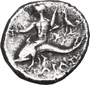 reverse: Southern Apulia, Tarentum. Fourrée Nomos, c. 272-240 BC