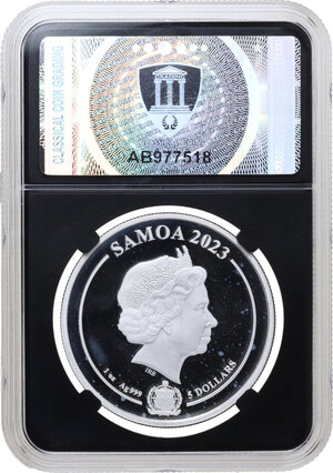 reverse: Samoa. Elizabeth II (1952-2022). AR 5 Dollars 2023 