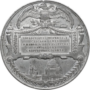 reverse: USA. White metal medal, 1892. For the World Exposition in Chicago 1892