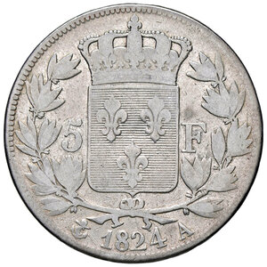 reverse: FRANCIA, Luigi XVIII - 5 Franchi, 1824 A