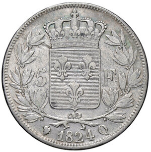 reverse: FRANCIA, Luigi XVIII - 5 Franchi, 1824 Q