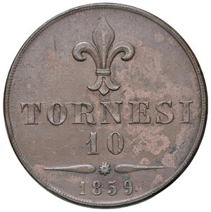 reverse: NAPOLI, Francesco II di Borbone - 10 Tornesi, 1859