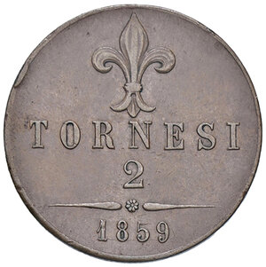 reverse: NAPOLI, Francesco II di Borbone - 2 Tornesi, 1859