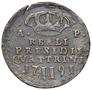 reverse: ORBETELLO, Reali Presidi della Toscana - 2 Quattrini, 1791