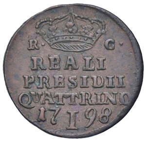 reverse: ORBETELLO, Reali Presidi della Toscana - 1 Quattrino, 1798