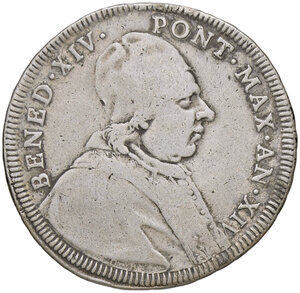 obverse: ROMA, Benedetto XIV - Mezzo Scudo, 1754