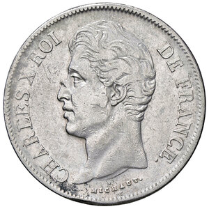 obverse: FRANCIA, Carlo X - 5 Franchi, 1827 T