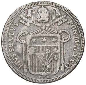 obverse: ROMA, Pio VI - Mezzo Scudo, 1796